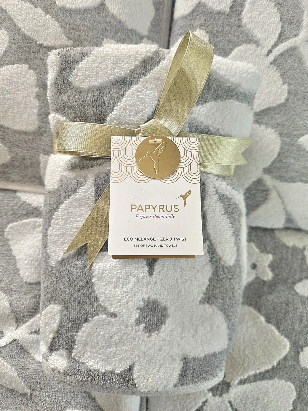 Papyrus Gray & White Floral Towel Set
